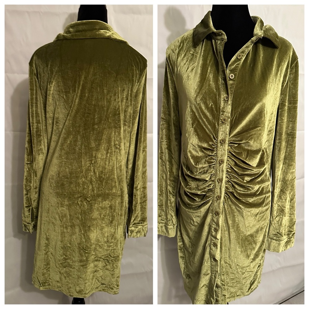 Green long sleeve velvet
